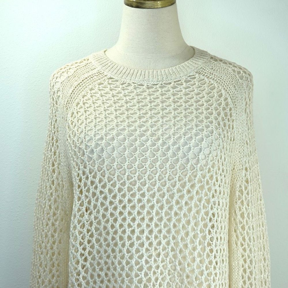 360 Sweater Sweater Open Crochet Knit Design Silk and Linen Size Small - Picture 2 of 15